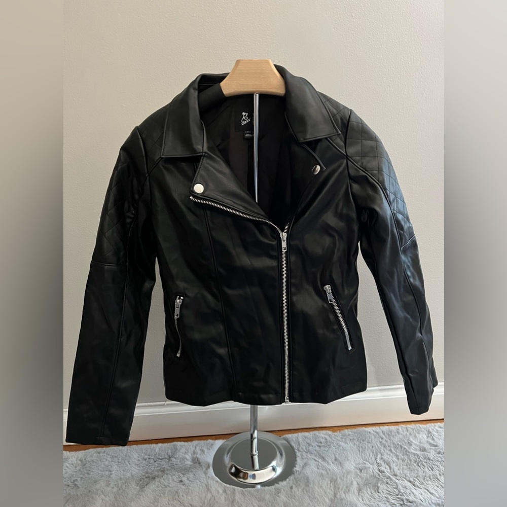 NWOT — Art Class Kids Black Faux Leather Moto Jacket